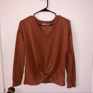 Burnt Orange V-Neck Sweater